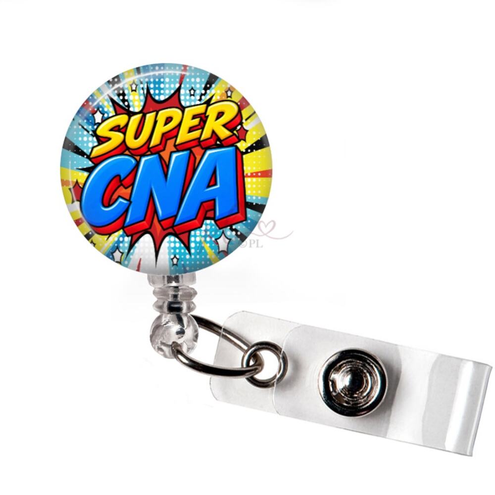 Super CNA Badge Reel Certified Nursing Assistant Comic Superhero ID Holder Gift